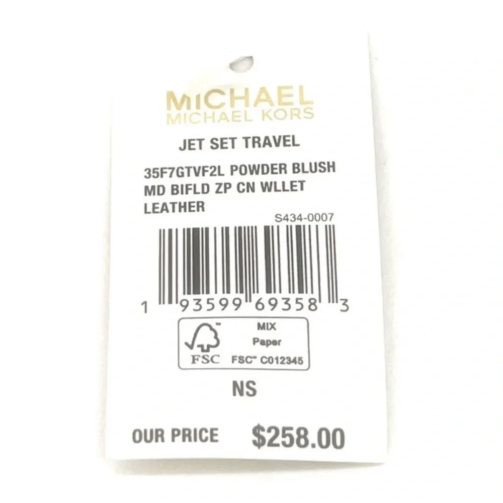 Michael Kors Medium Bifold Zip Chain Wallet Powder Blush